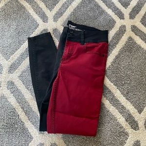 Hot topic red and black split Jean
